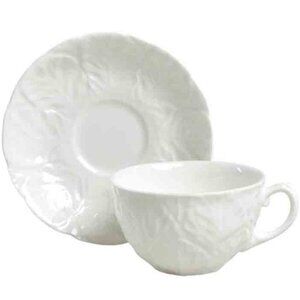 Wedgwood Bone China Country Ware Tea Cup Saucer Cabbage Leaf Pattern White